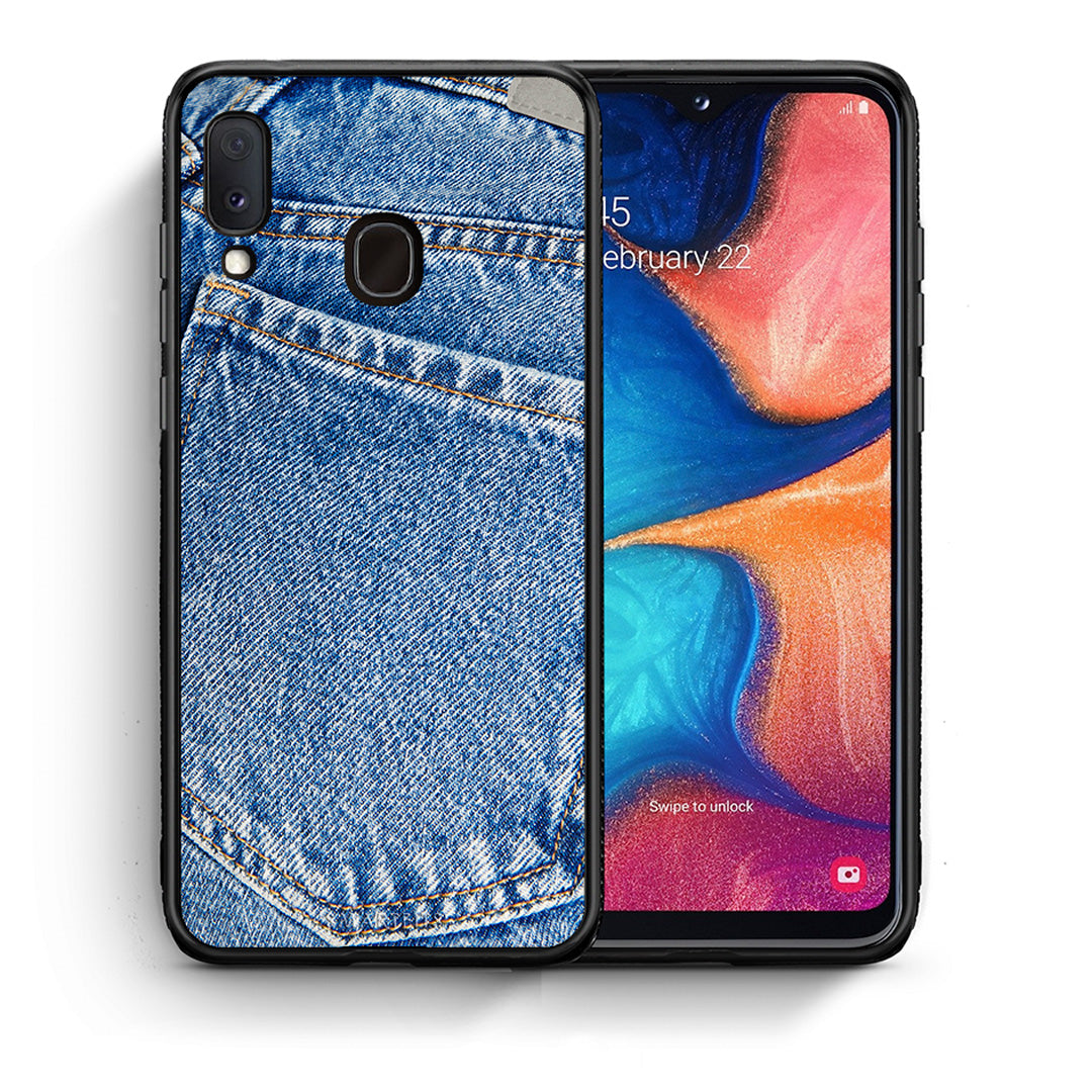 Θήκη Samsung Galaxy M20 Jeans Pocket από τη Smartfits με σχέδιο στο πίσω μέρος και μαύρο περίβλημα | Samsung Galaxy M20 Jeans Pocket case with colorful back and black bezels