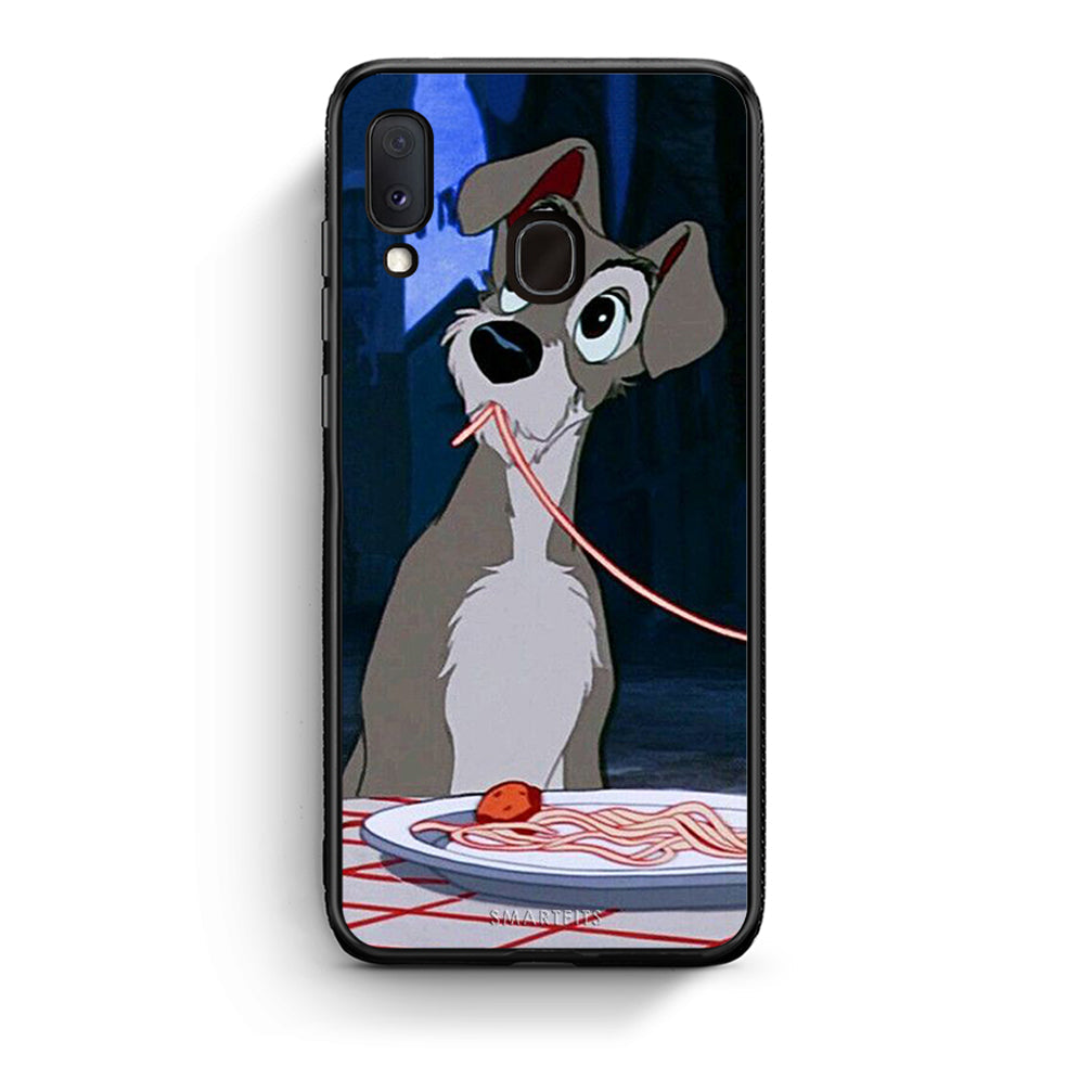 Samsung Galaxy M20 Lady And Tramp 1 Θήκη Αγίου Βαλεντίνου από τη Smartfits με σχέδιο στο πίσω μέρος και μαύρο περίβλημα | Smartphone case with colorful back and black bezels by Smartfits