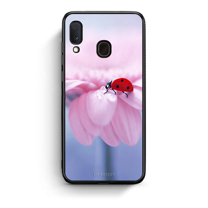 Samsung Galaxy A30 Ladybug Flower θήκη από τη Smartfits με σχέδιο στο πίσω μέρος και μαύρο περίβλημα | Smartphone case with colorful back and black bezels by Smartfits