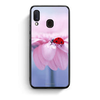 Thumbnail for Samsung Galaxy A30 Ladybug Flower θήκη από τη Smartfits με σχέδιο στο πίσω μέρος και μαύρο περίβλημα | Smartphone case with colorful back and black bezels by Smartfits
