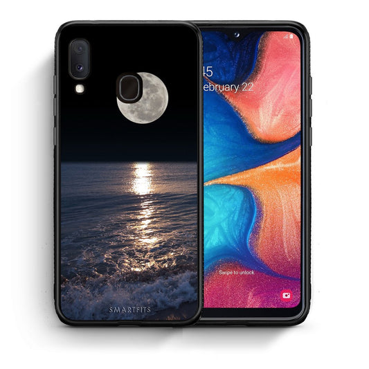 Θήκη Samsung A20e Moon Landscape από τη Smartfits με σχέδιο στο πίσω μέρος και μαύρο περίβλημα | Samsung A20e Moon Landscape case with colorful back and black bezels