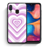 Thumbnail for Θήκη Samsung A20e Lilac Hearts από τη Smartfits με σχέδιο στο πίσω μέρος και μαύρο περίβλημα | Samsung A20e Lilac Hearts case with colorful back and black bezels