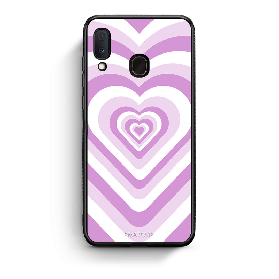 Samsung A20e Lilac Hearts θήκη από τη Smartfits με σχέδιο στο πίσω μέρος και μαύρο περίβλημα | Smartphone case with colorful back and black bezels by Smartfits