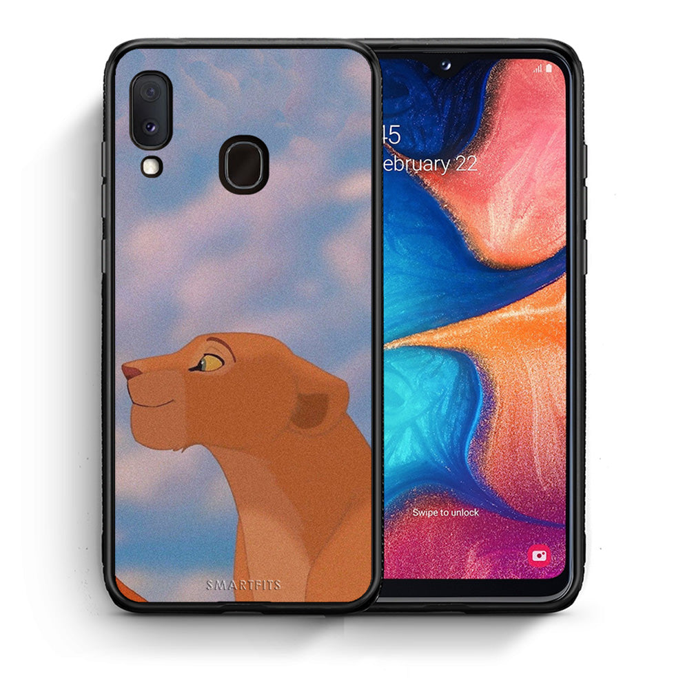Θήκη Αγίου Βαλεντίνου Samsung A20e Lion Love 2 από τη Smartfits με σχέδιο στο πίσω μέρος και μαύρο περίβλημα | Samsung A20e Lion Love 2 case with colorful back and black bezels