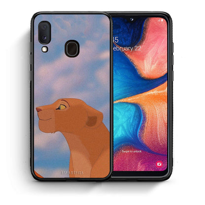 Θήκη Αγίου Βαλεντίνου Samsung A20e Lion Love 2 από τη Smartfits με σχέδιο στο πίσω μέρος και μαύρο περίβλημα | Samsung A20e Lion Love 2 case with colorful back and black bezels