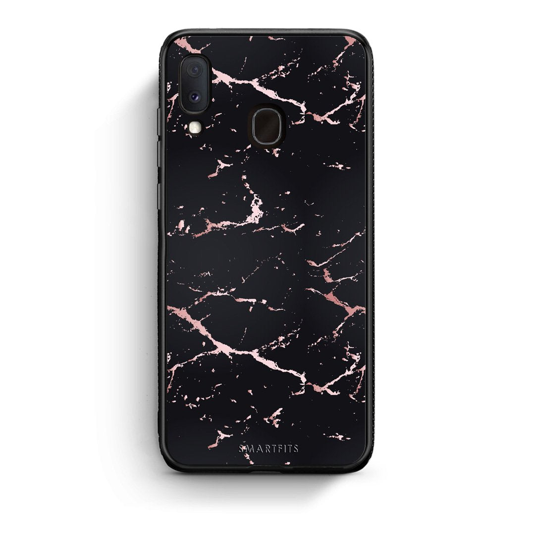 4 - Samsung Galaxy M20 Black Rosegold Marble case, cover, bumper