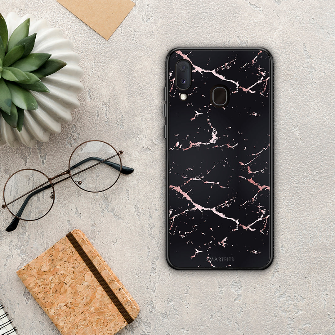 Marble Black Rosegold - Samsung Galaxy M20 θήκη