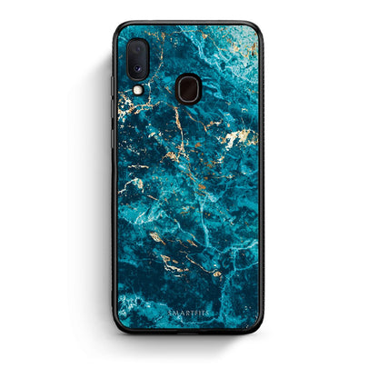 Samsung Galaxy M20 Marble Blue θήκη από τη Smartfits με σχέδιο στο πίσω μέρος και μαύρο περίβλημα | Smartphone case with colorful back and black bezels by Smartfits