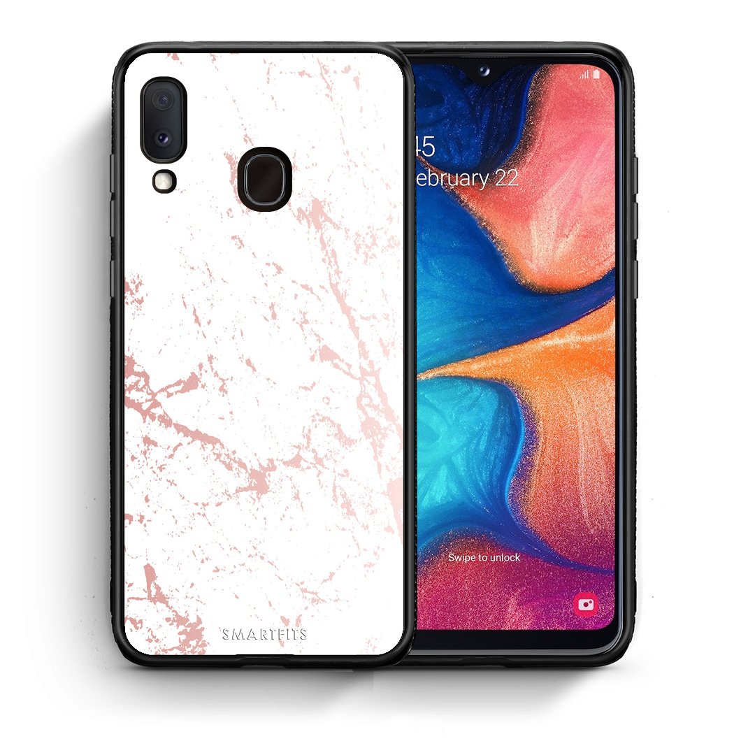 Θήκη Samsung Galaxy M20 Pink Splash Marble από τη Smartfits με σχέδιο στο πίσω μέρος και μαύρο περίβλημα | Samsung Galaxy M20 Pink Splash Marble case with colorful back and black bezels