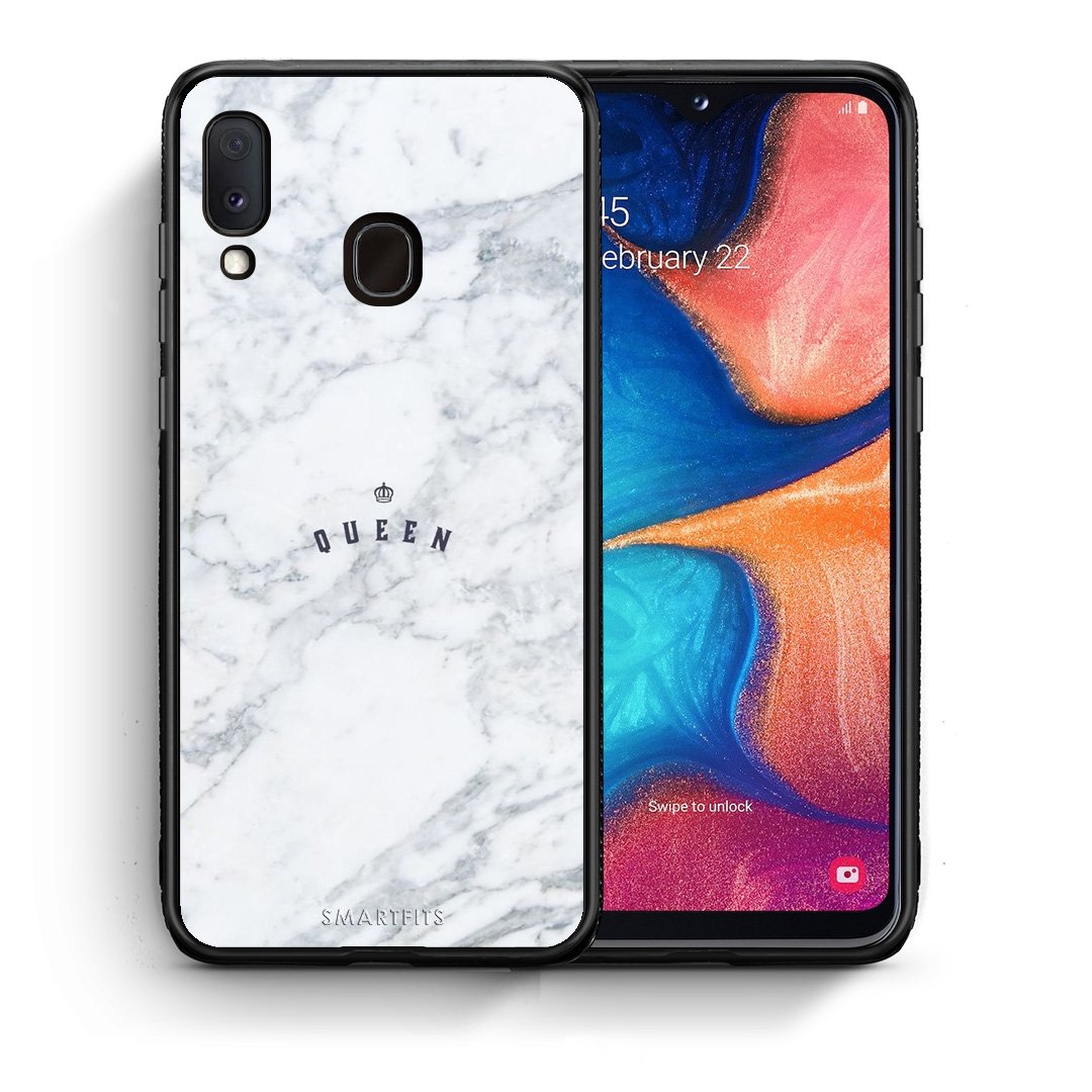 Θήκη Samsung A20e Queen Marble από τη Smartfits με σχέδιο στο πίσω μέρος και μαύρο περίβλημα | Samsung A20e Queen Marble case with colorful back and black bezels