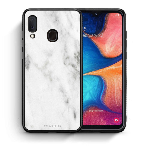 Θήκη Samsung Galaxy M20 White Marble από τη Smartfits με σχέδιο στο πίσω μέρος και μαύρο περίβλημα | Samsung Galaxy M20 White Marble case with colorful back and black bezels