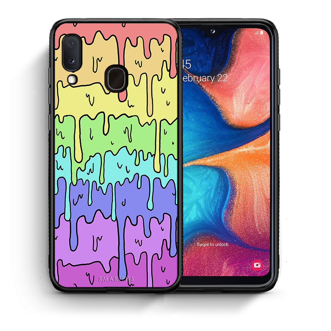 Θήκη Samsung Galaxy M20 Melting Rainbow από τη Smartfits με σχέδιο στο πίσω μέρος και μαύρο περίβλημα | Samsung Galaxy M20 Melting Rainbow case with colorful back and black bezels