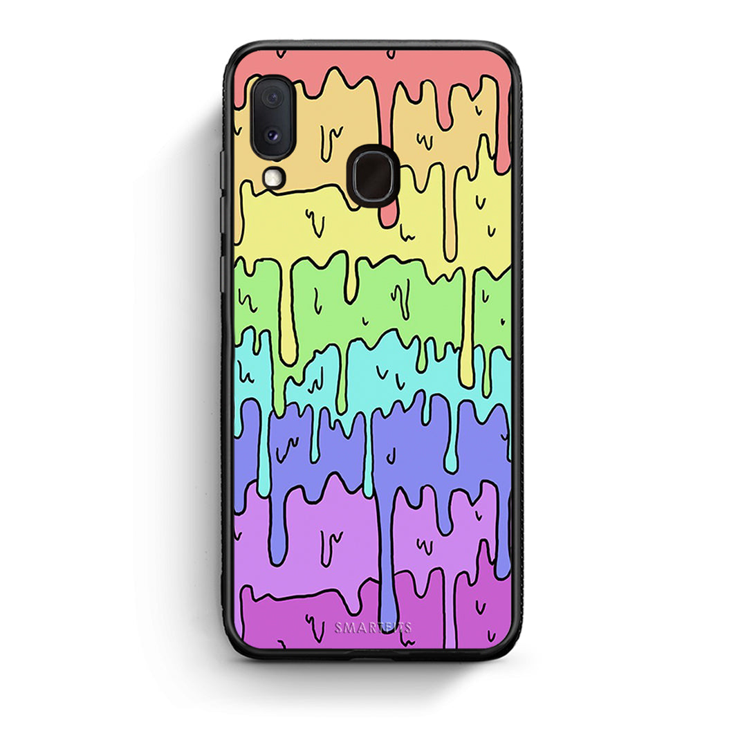 Samsung A20e Melting Rainbow θήκη από τη Smartfits με σχέδιο στο πίσω μέρος και μαύρο περίβλημα | Smartphone case with colorful back and black bezels by Smartfits