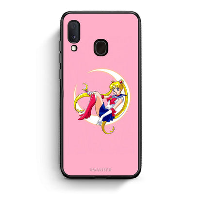 Samsung A20e Moon Girl θήκη από τη Smartfits με σχέδιο στο πίσω μέρος και μαύρο περίβλημα | Smartphone case with colorful back and black bezels by Smartfits
