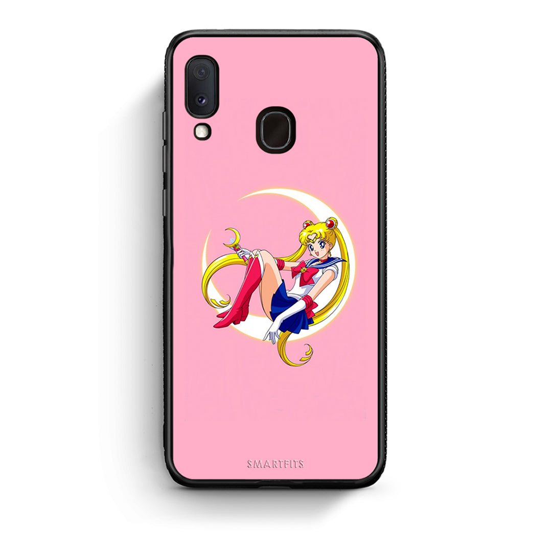 Samsung Galaxy M20 Moon Girl θήκη από τη Smartfits με σχέδιο στο πίσω μέρος και μαύρο περίβλημα | Smartphone case with colorful back and black bezels by Smartfits