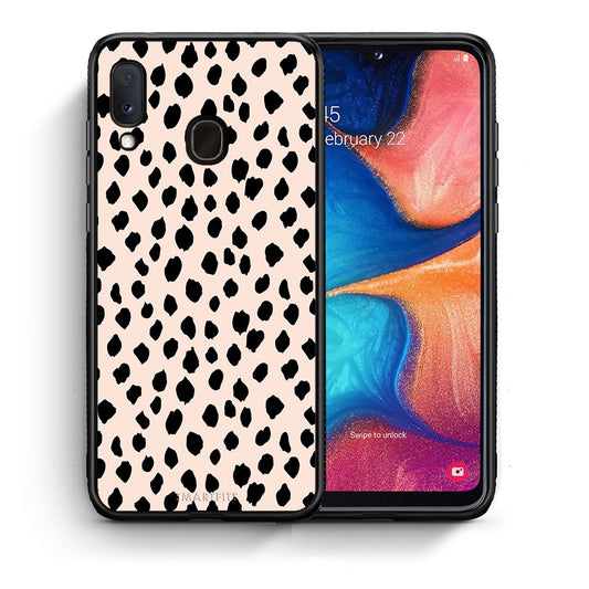 Θήκη Samsung A20e New Polka Dots από τη Smartfits με σχέδιο στο πίσω μέρος και μαύρο περίβλημα | Samsung A20e New Polka Dots case with colorful back and black bezels