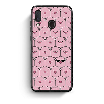 Samsung Galaxy M20 Pig Glasses θήκη από τη Smartfits με σχέδιο στο πίσω μέρος και μαύρο περίβλημα | Smartphone case with colorful back and black bezels by Smartfits
