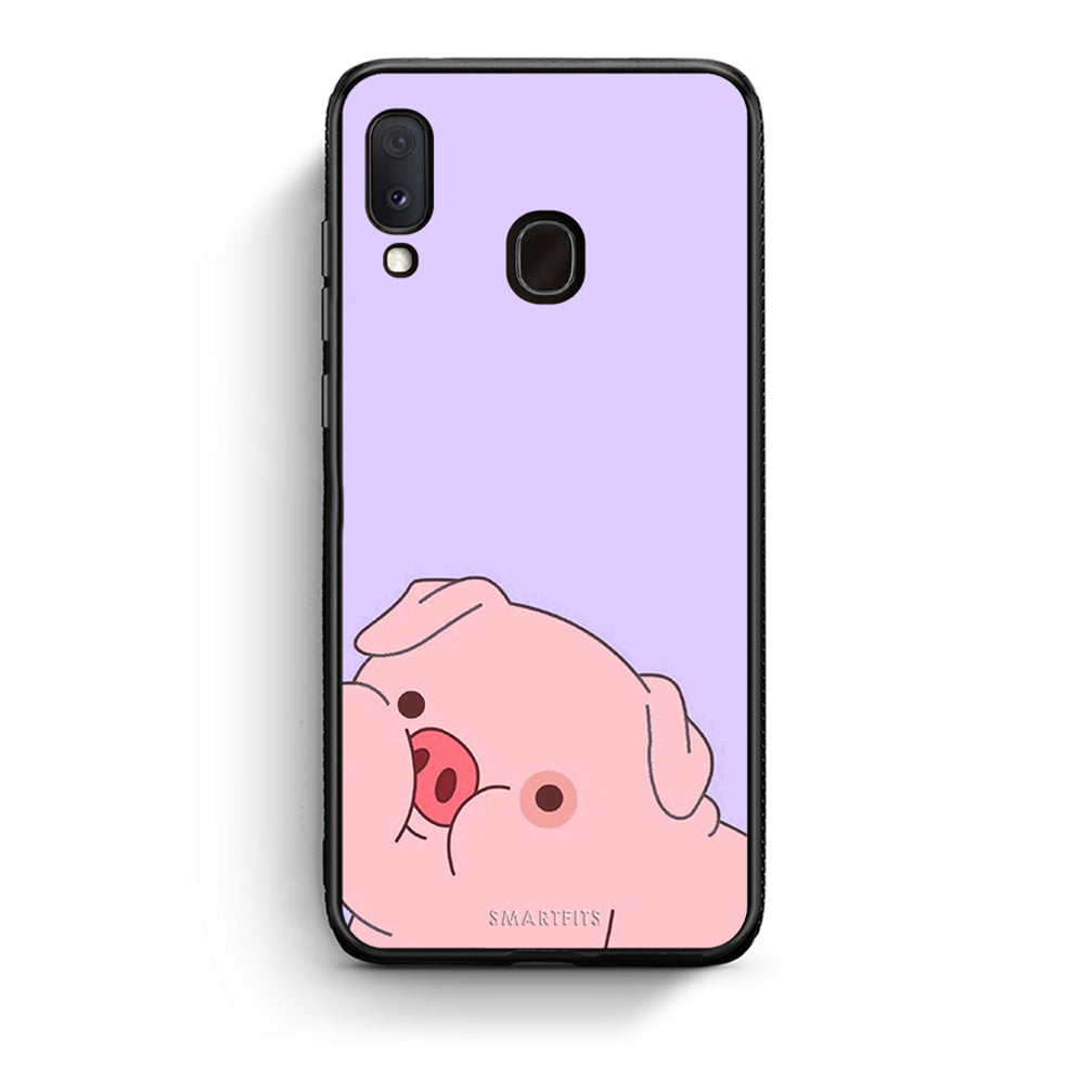 Samsung A20e Pig Love 2 Θήκη Αγίου Βαλεντίνου από τη Smartfits με σχέδιο στο πίσω μέρος και μαύρο περίβλημα | Smartphone case with colorful back and black bezels by Smartfits