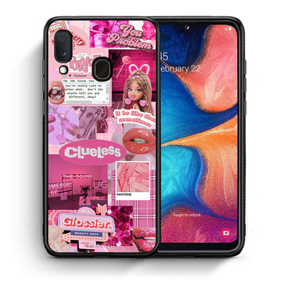 Θήκη Αγίου Βαλεντίνου Samsung A20e Pink Love από τη Smartfits με σχέδιο στο πίσω μέρος και μαύρο περίβλημα | Samsung A20e Pink Love case with colorful back and black bezels