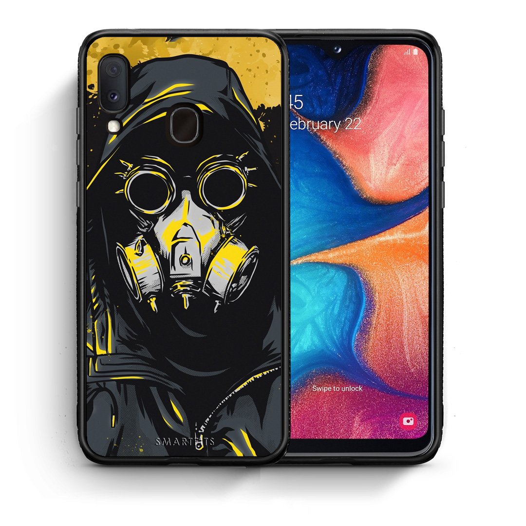 Θήκη Samsung A20e Mask PopArt από τη Smartfits με σχέδιο στο πίσω μέρος και μαύρο περίβλημα | Samsung A20e Mask PopArt case with colorful back and black bezels