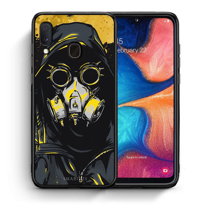 Θήκη Samsung Galaxy A30 Mask PopArt από τη Smartfits με σχέδιο στο πίσω μέρος και μαύρο περίβλημα | Samsung Galaxy A30 Mask PopArt case with colorful back and black bezels