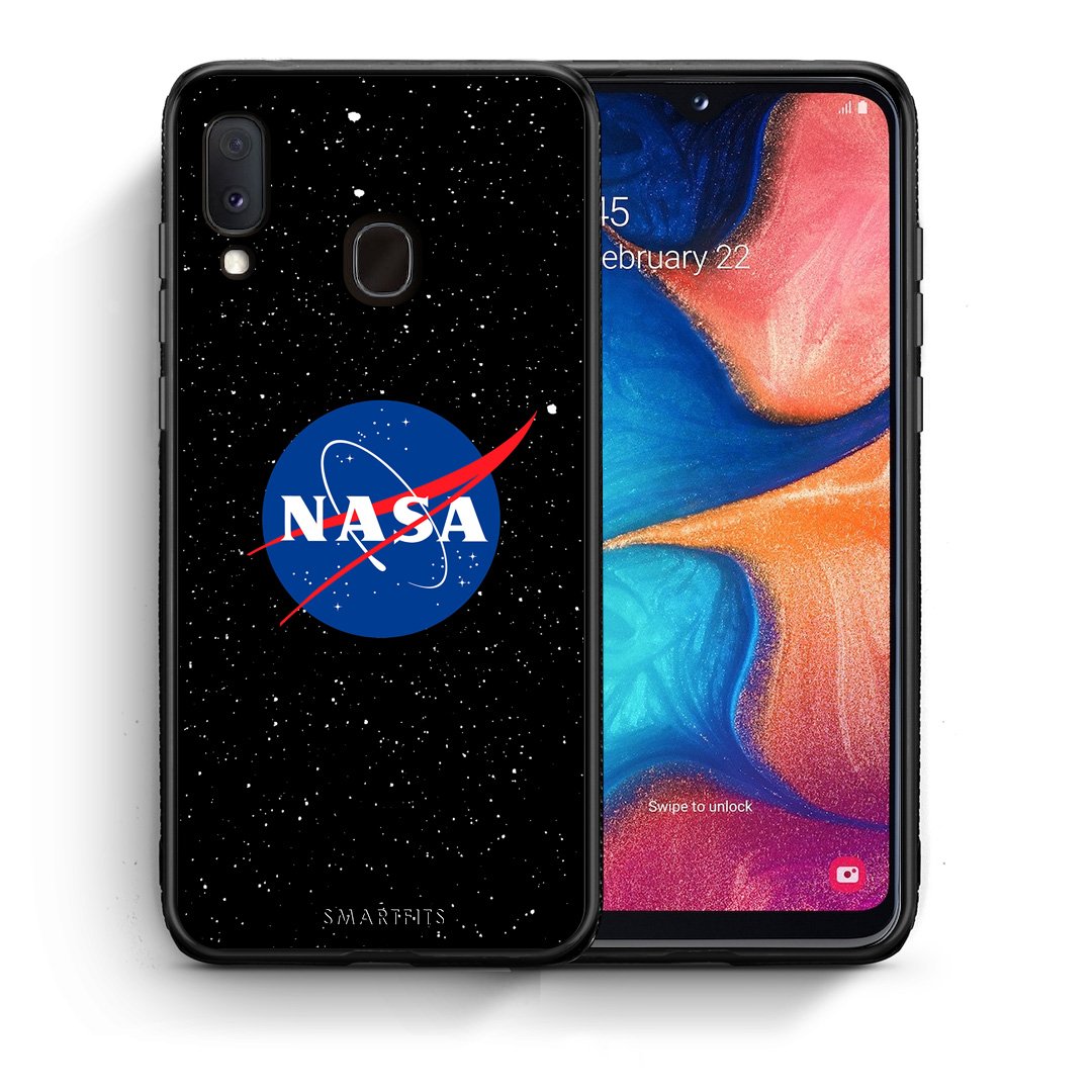 Θήκη Samsung A20e NASA PopArt από τη Smartfits με σχέδιο στο πίσω μέρος και μαύρο περίβλημα | Samsung A20e NASA PopArt case with colorful back and black bezels