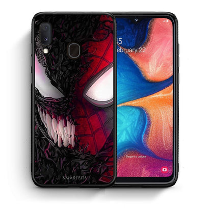 Θήκη Samsung A20e SpiderVenom PopArt από τη Smartfits με σχέδιο στο πίσω μέρος και μαύρο περίβλημα | Samsung A20e SpiderVenom PopArt case with colorful back and black bezels