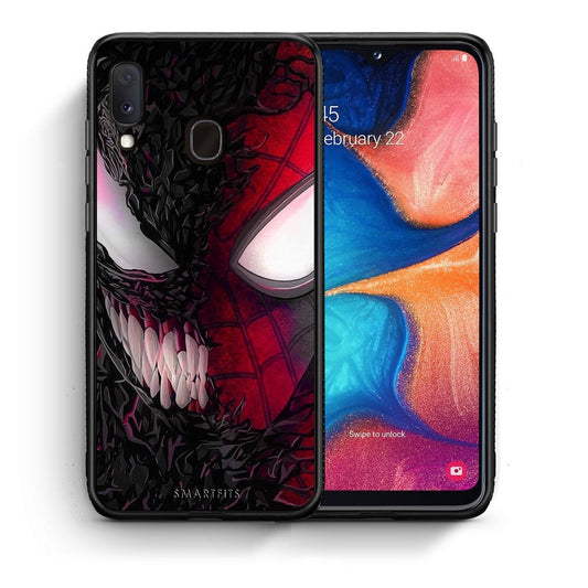 Θήκη Samsung Galaxy A30 SpiderVenom PopArt από τη Smartfits με σχέδιο στο πίσω μέρος και μαύρο περίβλημα | Samsung Galaxy A30 SpiderVenom PopArt case with colorful back and black bezels