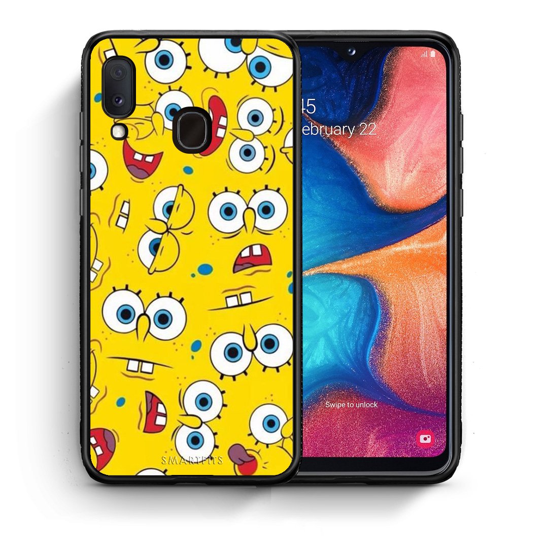 Θήκη Samsung A20e Sponge PopArt από τη Smartfits με σχέδιο στο πίσω μέρος και μαύρο περίβλημα | Samsung A20e Sponge PopArt case with colorful back and black bezels