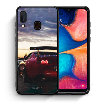 Θήκη Samsung Galaxy A30 Racing Supra από τη Smartfits με σχέδιο στο πίσω μέρος και μαύρο περίβλημα | Samsung Galaxy A30 Racing Supra case with colorful back and black bezels