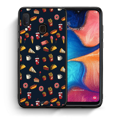 Θήκη Samsung A20e Hungry Random από τη Smartfits με σχέδιο στο πίσω μέρος και μαύρο περίβλημα | Samsung A20e Hungry Random case with colorful back and black bezels
