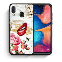 Thumbnail for Θήκη Samsung A20e Red Lips από τη Smartfits με σχέδιο στο πίσω μέρος και μαύρο περίβλημα | Samsung A20e Red Lips case with colorful back and black bezels
