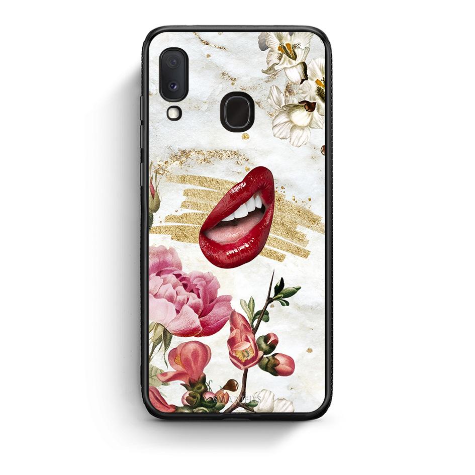 Samsung Galaxy A30 Red Lips θήκη από τη Smartfits με σχέδιο στο πίσω μέρος και μαύρο περίβλημα | Smartphone case with colorful back and black bezels by Smartfits