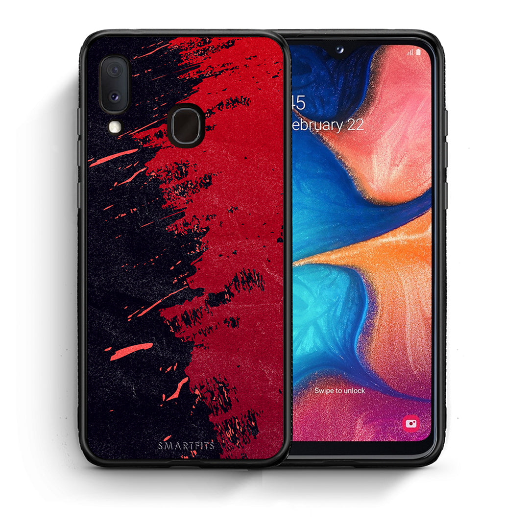 Θήκη Αγίου Βαλεντίνου Samsung A20e Red Paint από τη Smartfits με σχέδιο στο πίσω μέρος και μαύρο περίβλημα | Samsung A20e Red Paint case with colorful back and black bezels