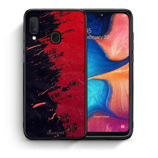 Θήκη Αγίου Βαλεντίνου Samsung A20e Red Paint από τη Smartfits με σχέδιο στο πίσω μέρος και μαύρο περίβλημα | Samsung A20e Red Paint case with colorful back and black bezels