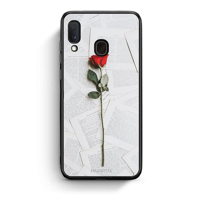 Samsung A20e Red Rose θήκη από τη Smartfits με σχέδιο στο πίσω μέρος και μαύρο περίβλημα | Smartphone case with colorful back and black bezels by Smartfits
