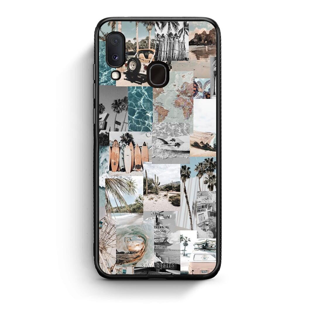 Samsung A20e Retro Beach Life Θήκη από τη Smartfits με σχέδιο στο πίσω μέρος και μαύρο περίβλημα | Smartphone case with colorful back and black bezels by Smartfits