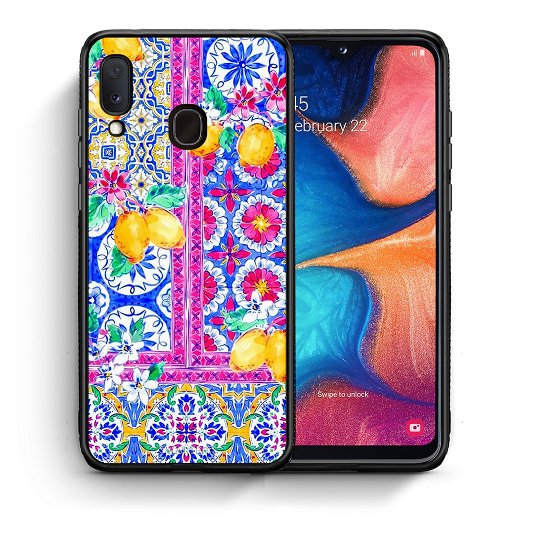 Θήκη Samsung Galaxy M20 Retro Spring από τη Smartfits με σχέδιο στο πίσω μέρος και μαύρο περίβλημα | Samsung Galaxy M20 Retro Spring case with colorful back and black bezels