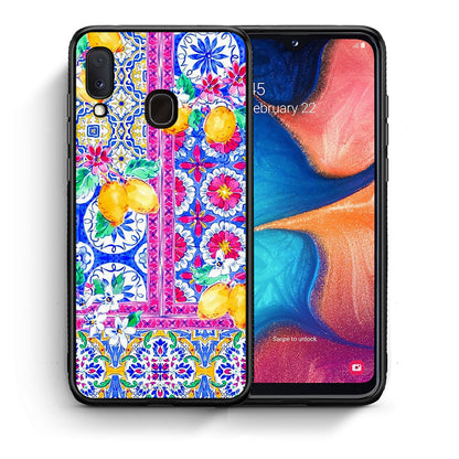 Θήκη Samsung Galaxy M20 Retro Spring από τη Smartfits με σχέδιο στο πίσω μέρος και μαύρο περίβλημα | Samsung Galaxy M20 Retro Spring case with colorful back and black bezels
