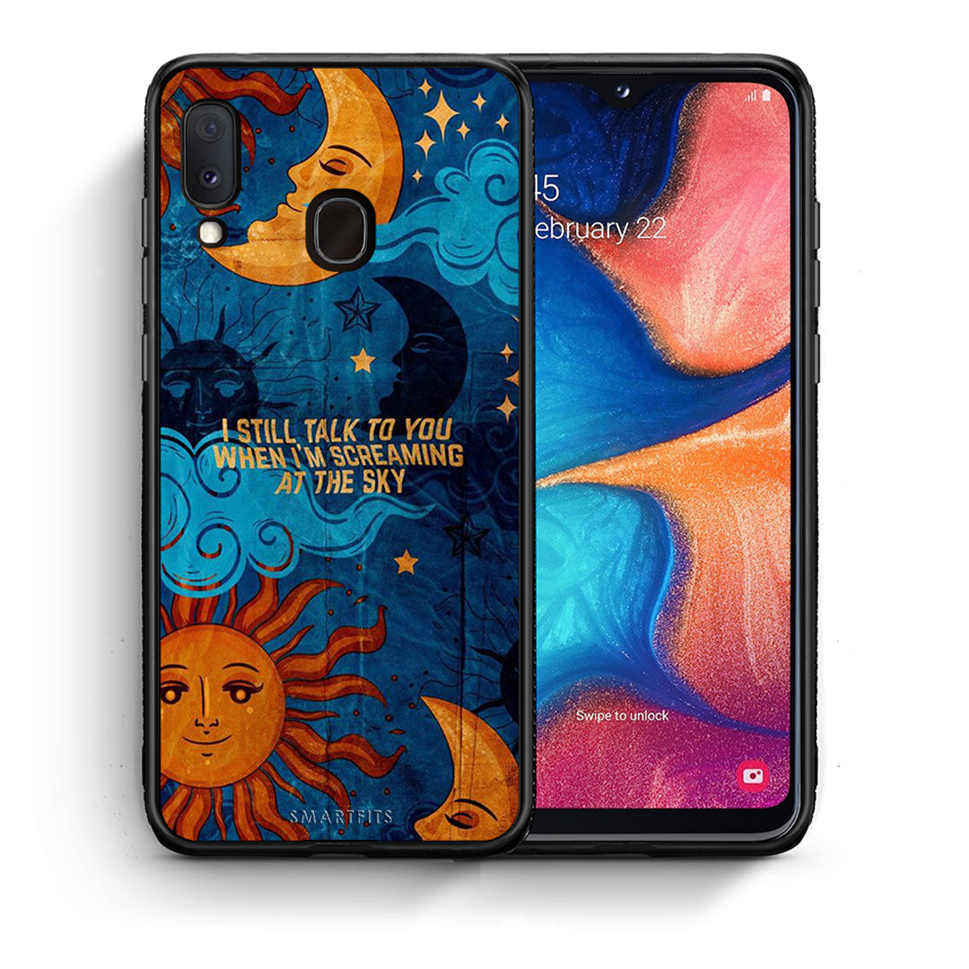 Θήκη Samsung Galaxy A30 Screaming Sky από τη Smartfits με σχέδιο στο πίσω μέρος και μαύρο περίβλημα | Samsung Galaxy A30 Screaming Sky case with colorful back and black bezels