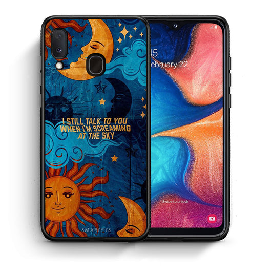 Θήκη Samsung Galaxy A30 Screaming Sky από τη Smartfits με σχέδιο στο πίσω μέρος και μαύρο περίβλημα | Samsung Galaxy A30 Screaming Sky case with colorful back and black bezels