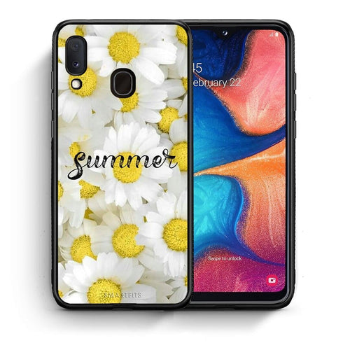 Θήκη Samsung Galaxy M20 Summer Daisies από τη Smartfits με σχέδιο στο πίσω μέρος και μαύρο περίβλημα | Samsung Galaxy M20 Summer Daisies case with colorful back and black bezels