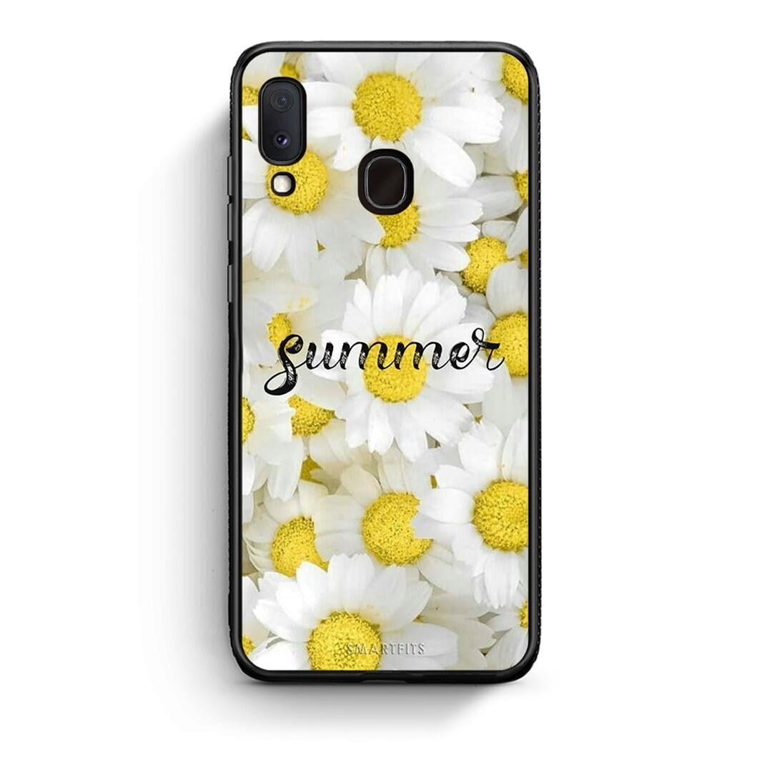 Samsung A20e Summer Daisies Θήκη από τη Smartfits με σχέδιο στο πίσω μέρος και μαύρο περίβλημα | Smartphone case with colorful back and black bezels by Smartfits