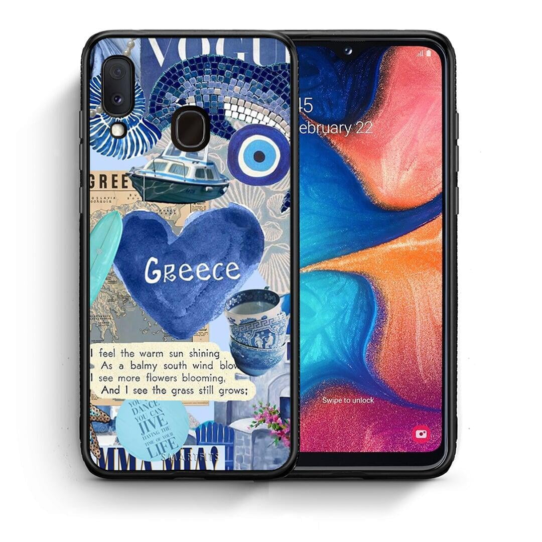 Θήκη Samsung A20e Summer In Greece από τη Smartfits με σχέδιο στο πίσω μέρος και μαύρο περίβλημα | Samsung A20e Summer In Greece case with colorful back and black bezels