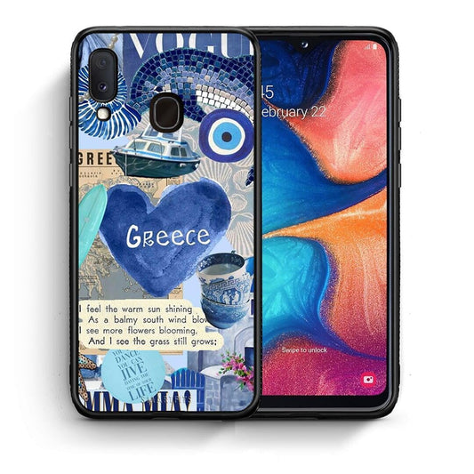 Θήκη Samsung Galaxy M20 Summer In Greece από τη Smartfits με σχέδιο στο πίσω μέρος και μαύρο περίβλημα | Samsung Galaxy M20 Summer In Greece case with colorful back and black bezels