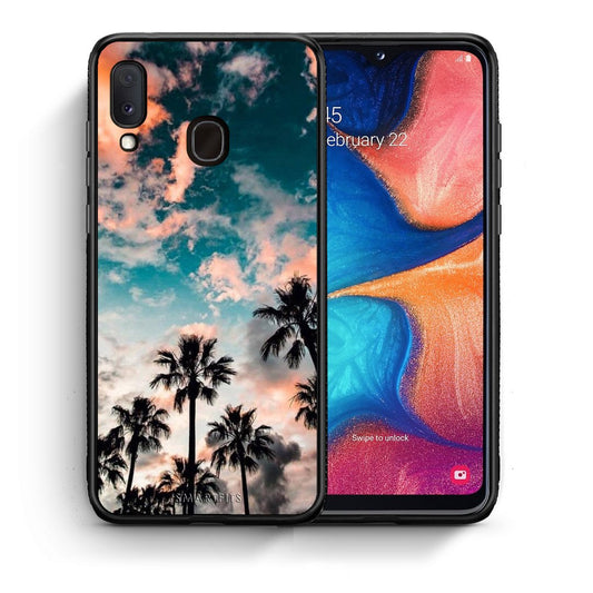 Θήκη Samsung Galaxy M20 Sky Summer από τη Smartfits με σχέδιο στο πίσω μέρος και μαύρο περίβλημα | Samsung Galaxy M20 Sky Summer case with colorful back and black bezels