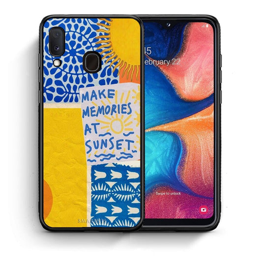 Θήκη Samsung Galaxy M20 Sunset Memories από τη Smartfits με σχέδιο στο πίσω μέρος και μαύρο περίβλημα | Samsung Galaxy M20 Sunset Memories case with colorful back and black bezels