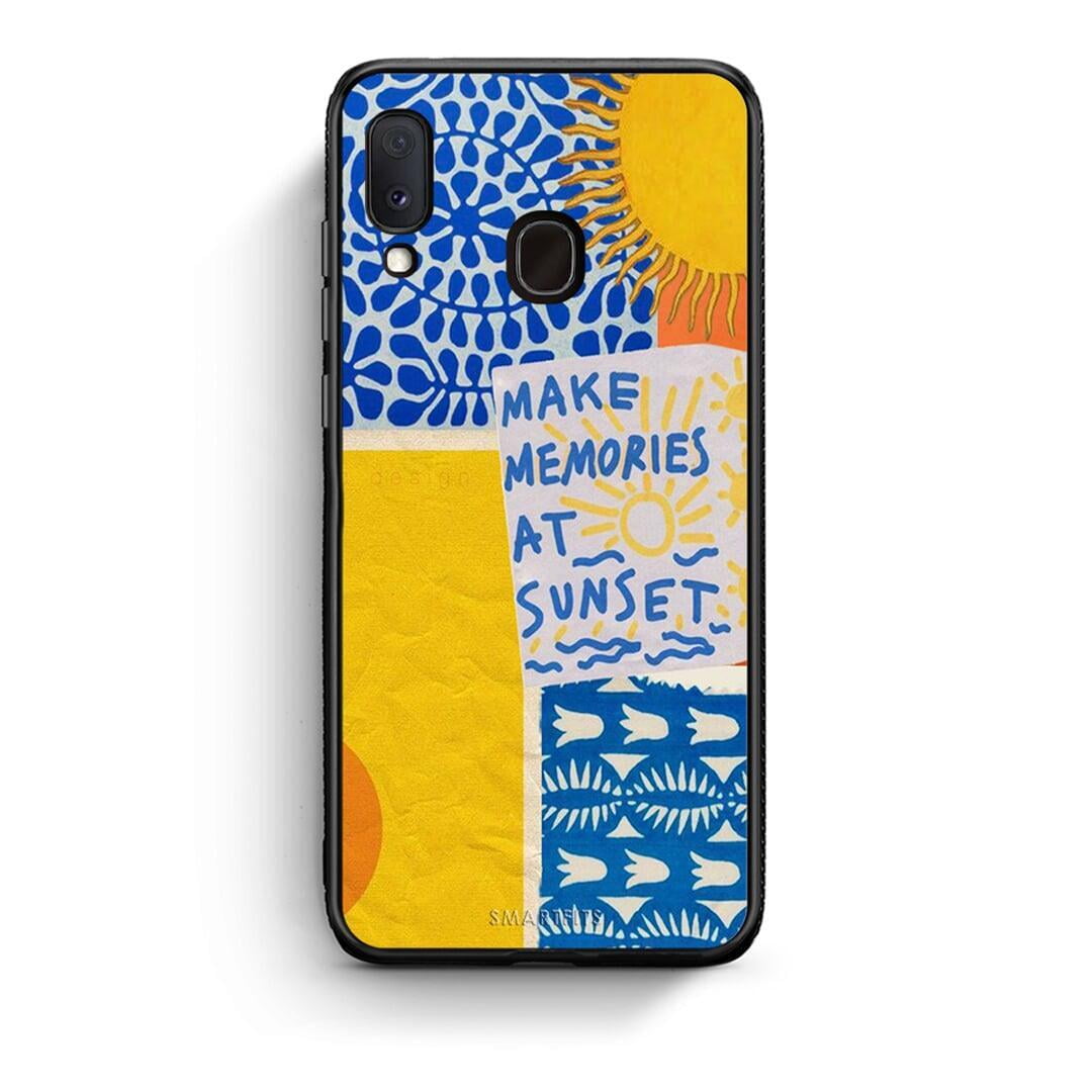 Samsung A20e Sunset Memories Θήκη από τη Smartfits με σχέδιο στο πίσω μέρος και μαύρο περίβλημα | Smartphone case with colorful back and black bezels by Smartfits