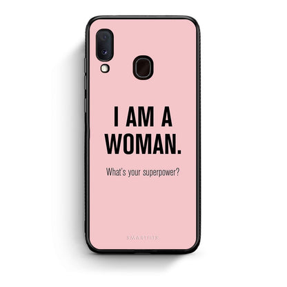 Samsung A20e Superpower Woman θήκη από τη Smartfits με σχέδιο στο πίσω μέρος και μαύρο περίβλημα | Smartphone case with colorful back and black bezels by Smartfits