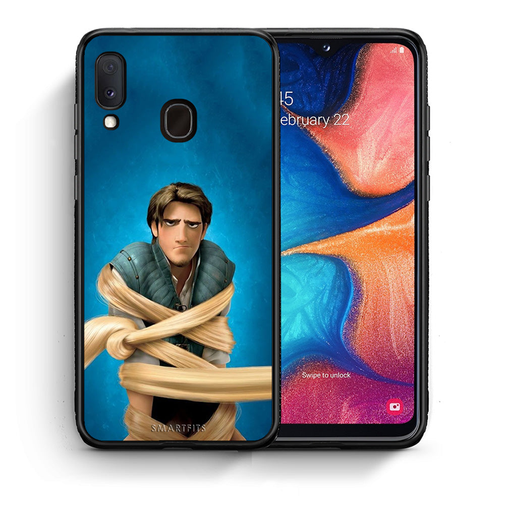 Θήκη Αγίου Βαλεντίνου Samsung A20e Tangled 1 από τη Smartfits με σχέδιο στο πίσω μέρος και μαύρο περίβλημα | Samsung A20e Tangled 1 case with colorful back and black bezels